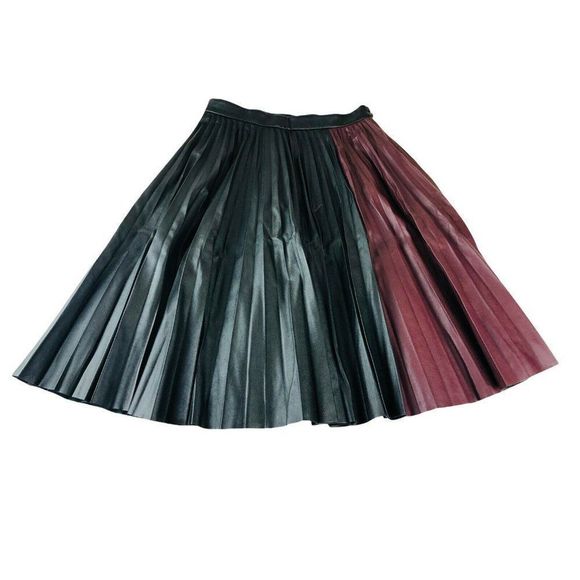 Women’s 1. State Color block Faux Leather Pleated accordion Skirt Size S - Picture 1 of 6
